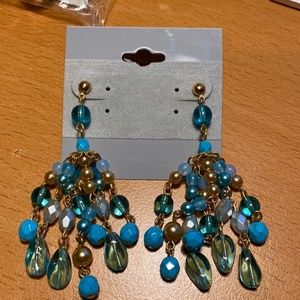 New Blue and Gold Bead Earrings